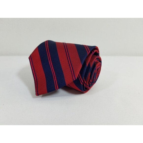 Brooks Brothers Red & Navy Blue Striped Silk Tie - Picture 9 of 9